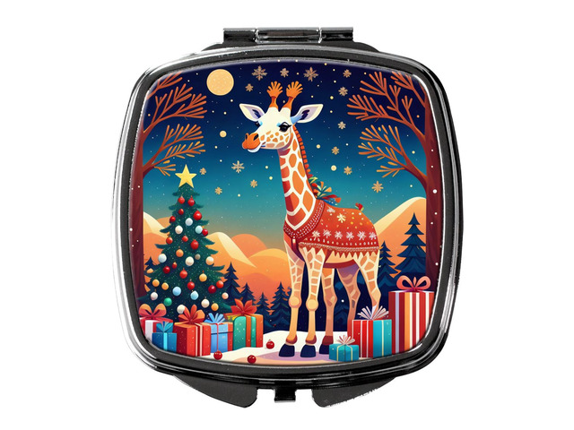 Giraffe Christmas Compact Mirror Decorative Travel Makeup Mirror for Women Girls Gifts Pocket Makeup Mirror Folding Handheld