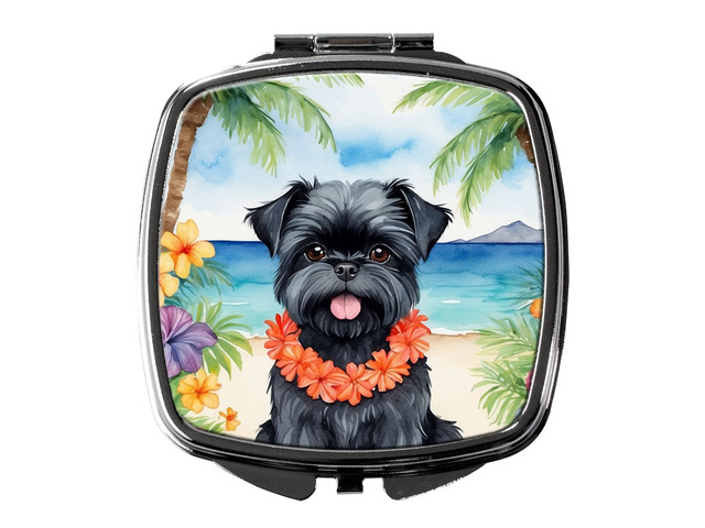 Affenpinscher Luau Compact Mirror Decorative Travel Makeup Mirror for Women Girls Gifts Pocket Makeup Mirror Folding Handheld