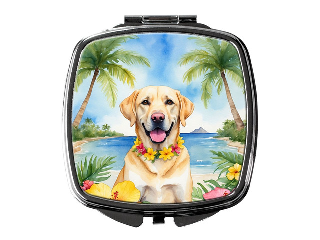 Yellow Labrador Retriever Luau Compact Mirror Decorative Travel Makeup Mirror for Women Girls Gifts Pocket Makeup Mirror Folding Handheld