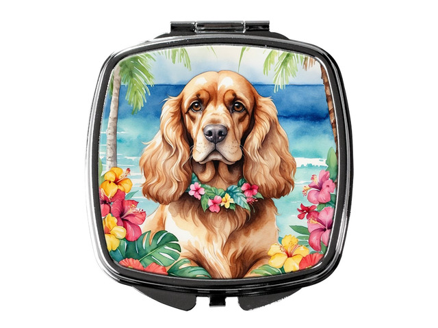Cocker Spaniel Luau Compact Mirror Decorative Travel Makeup Mirror for Women Girls Gifts Pocket Makeup Mirror Folding Handheld