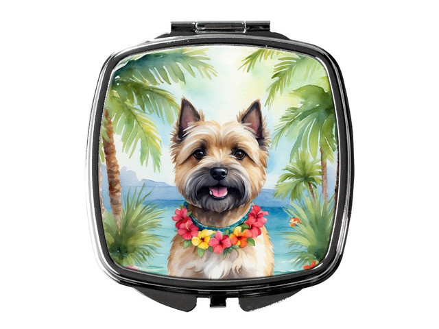 Cairn Terrier Luau Compact Mirror Decorative Travel Makeup Mirror for Women Girls Gifts Pocket Makeup Mirror Folding Handheld