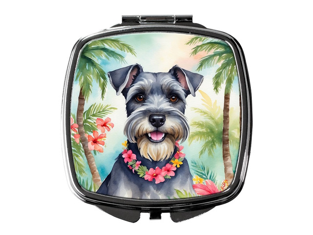 Schnauzer Luau Compact Mirror Decorative Travel Makeup Mirror for Women Girls Gifts Pocket Makeup Mirror Folding Handheld