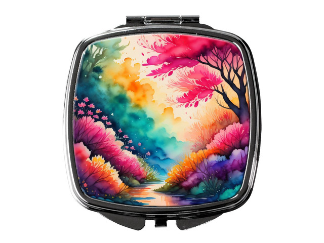 Colorful Azaleas Compact Mirror Decorative Travel Makeup Mirror for Women Girls Gifts Pocket Makeup Mirror Folding Handheld