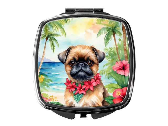 Brussels Griffon Luau Compact Mirror Decorative Travel Makeup Mirror for Women Girls Gifts Pocket Makeup Mirror Folding Handheld