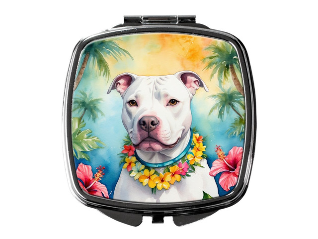 Pit Bull Terrier Luau Compact Mirror Decorative Travel Makeup Mirror for Women Girls Gifts Pocket Makeup Mirror Folding Handheld