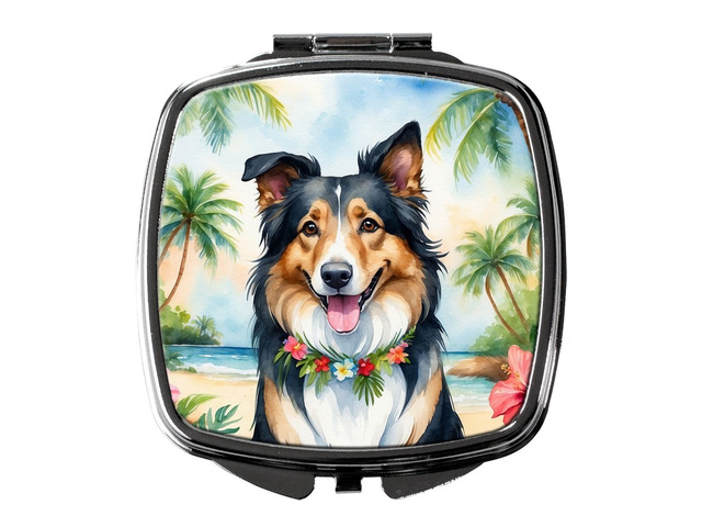 Collie Luau Compact Mirror Decorative Travel Makeup Mirror for Women Girls Gifts Pocket Makeup Mirror Folding Handheld