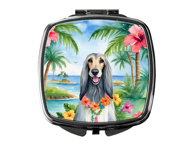 Afghan Hound Luau Compact Mirror Decorative Travel Makeup Mirror for Women Girls Gifts Pocket Makeup Mirror Folding Handheld
