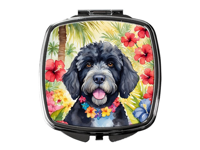 Portuguese Water Dog Luau Compact Mirror Decorative Travel Makeup Mirror for Women Girls Gifts Pocket Makeup Mirror Folding Handheld