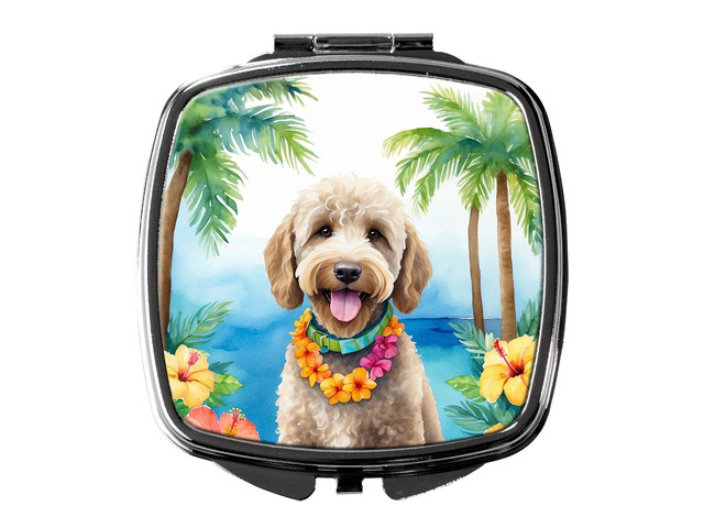 Labradoodle Luau Compact Mirror Decorative Travel Makeup Mirror for Women Girls Gifts Pocket Makeup Mirror Folding Handheld