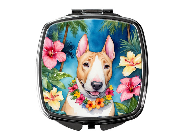 English Bull Terrier Luau Compact Mirror Decorative Travel Makeup Mirror for Women Girls Gifts Pocket Makeup Mirror Folding Handheld