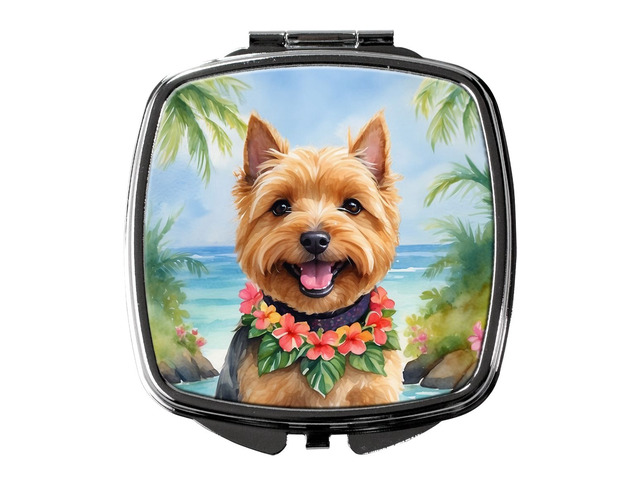 Norwich Terrier Luau Compact Mirror Decorative Travel Makeup Mirror for Women Girls Gifts Pocket Makeup Mirror Folding Handheld
