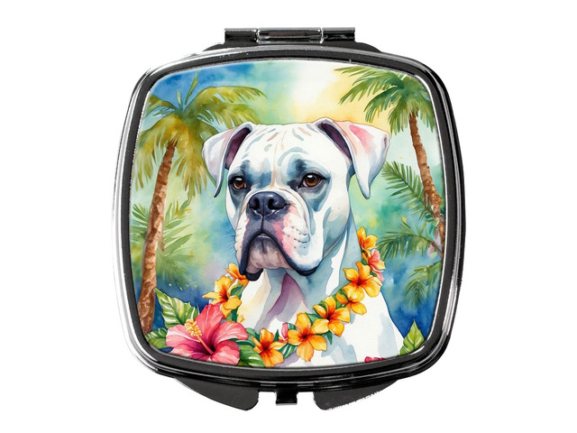 White Boxer Luau Compact Mirror Decorative Travel Makeup Mirror for Women Girls Gifts Pocket Makeup Mirror Folding Handheld