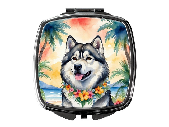 Alaskan Malamute Luau Compact Mirror Decorative Travel Makeup Mirror for Women Girls Gifts Pocket Makeup Mirror Folding Handheld