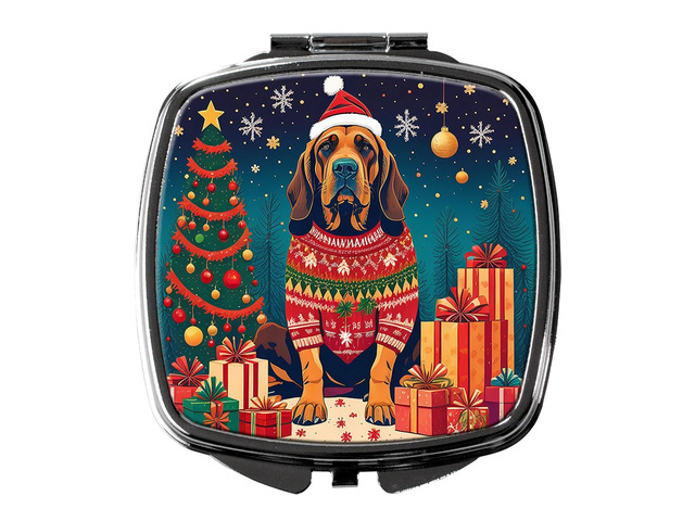 Bloodhound Christmas Compact Mirror Decorative Travel Makeup Mirror for Women Girls Gifts Pocket Makeup Mirror Folding Handheld