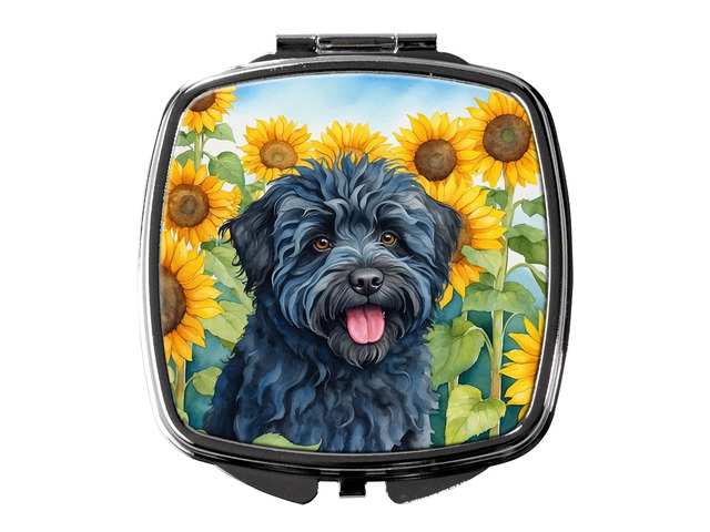 Puli in Sunflowers Compact Mirror Decorative Travel Makeup Mirror for Women Girls Gifts Pocket Makeup Mirror Folding Handheld