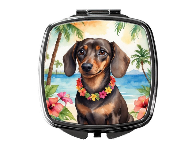 Dachshund Luau Compact Mirror Decorative Travel Makeup Mirror for Women Girls Gifts Pocket Makeup Mirror Folding Handheld
