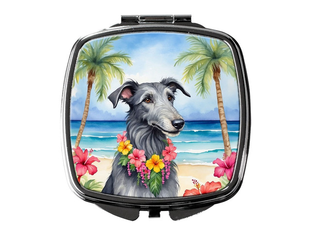 Scottish Deerhound Luau Compact Mirror Decorative Travel Makeup Mirror for Women Girls Gifts Pocket Makeup Mirror Folding Handheld