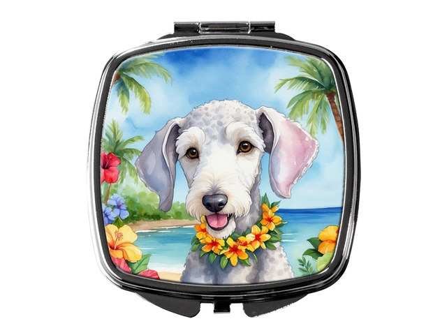 Bedlington Terrier Luau Compact Mirror Decorative Travel Makeup Mirror for Women Girls Gifts Pocket Makeup Mirror Folding Handheld