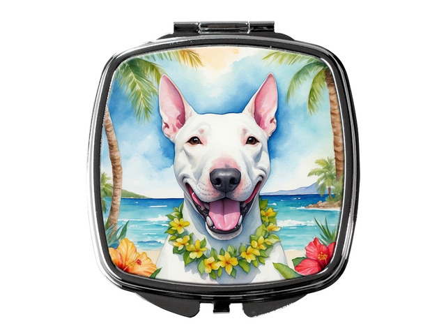 Bull Terrier Luau Compact Mirror Decorative Travel Makeup Mirror for Women Girls Gifts Pocket Makeup Mirror Folding Handheld