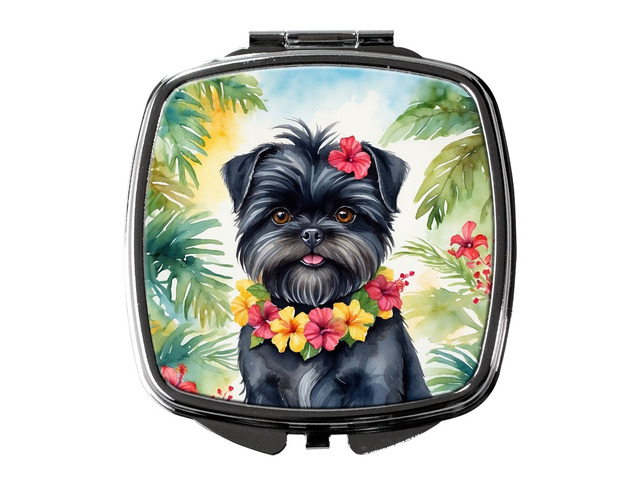 Affenpinscher Luau Compact Mirror Decorative Travel Makeup Mirror for Women Girls Gifts Pocket Makeup Mirror Folding Handheld