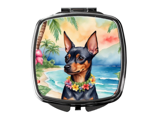 Miniature Pinscher Luau Compact Mirror Decorative Travel Makeup Mirror for Women Girls Gifts Pocket Makeup Mirror Folding Handheld