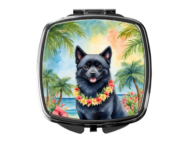 Schipperke Luau Compact Mirror Decorative Travel Makeup Mirror for Women Girls Gifts Pocket Makeup Mirror Folding Handheld
