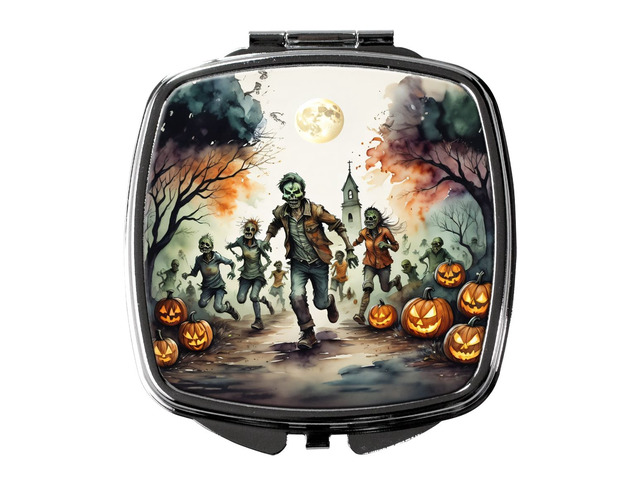 Zombies Spooky Halloween Compact Mirror Decorative Travel Makeup Mirror for Women Girls Gifts Pocket Makeup Mirror Folding Handheld