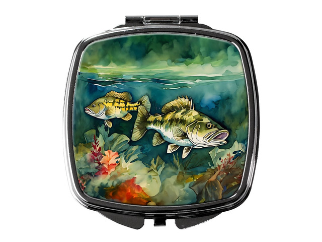 Smallmouth Bass Compact Mirror Decorative Travel Makeup Mirror for Women Girls Gifts Pocket Makeup Mirror Folding Handheld