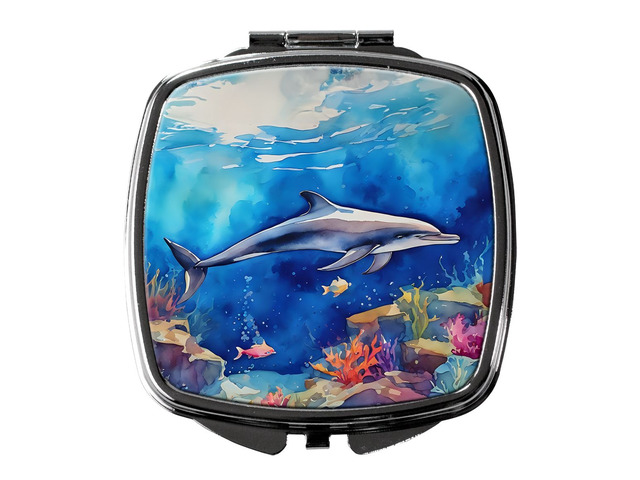 Dolphin Compact Mirror Decorative Travel Makeup Mirror for Women Girls Gifts Pocket Makeup Mirror Folding Handheld