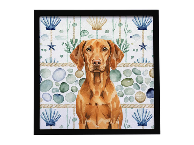 Vizsla Coastal Sea Glass Framed Metal Print Bathroom, Kitchen, Office, Home Decor Wall Art Ready to Hang, Square, 8X8