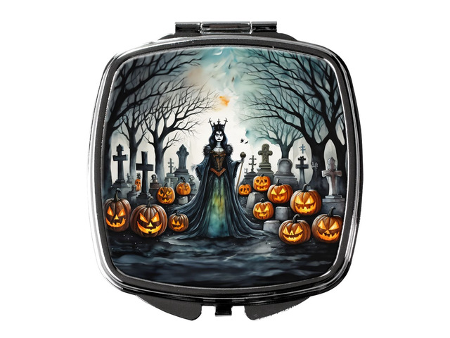 Evil Queen Spooky Halloween Compact Mirror Decorative Travel Makeup Mirror for Women Girls Gifts Pocket Makeup Mirror Folding Handheld