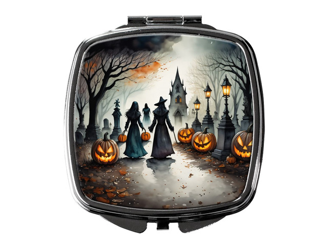 Vampires Spooky Halloween Compact Mirror Decorative Travel Makeup Mirror for Women Girls Gifts Pocket Makeup Mirror Folding Handheld