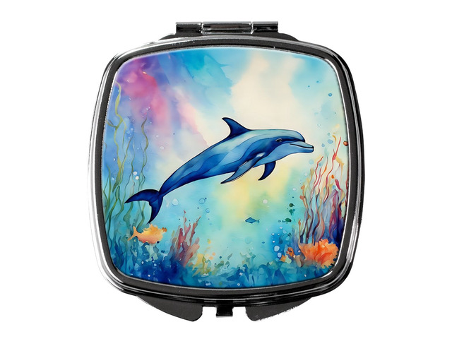 Dolphin Compact Mirror Decorative Travel Makeup Mirror for Women Girls Gifts Pocket Makeup Mirror Folding Handheld