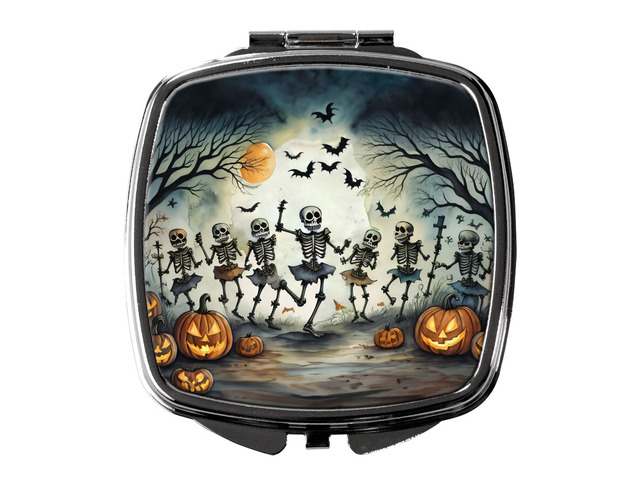 Dancing Skeletons Spooky Halloween Compact Mirror Decorative Travel Makeup Mirror for Women Girls Gifts Pocket Makeup Mirror Folding Handheld
