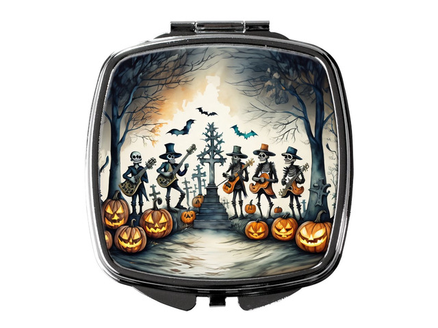 Mariachi Skeleton Band Spooky Halloween Compact Mirror Decorative Travel Makeup Mirror for Women Girls Gifts Pocket Makeup Mirror Folding Handheld