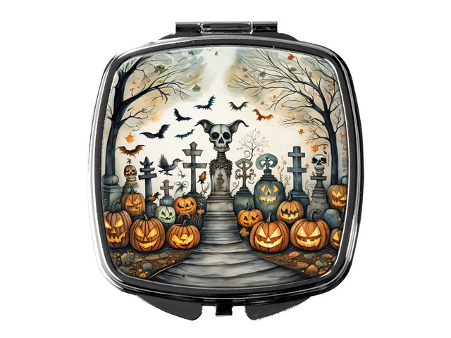 Pet Cemetery Spooky Halloween Compact Mirror Decorative Travel Makeup Mirror for Women Girls Gifts Pocket Makeup Mirror Folding Handheld