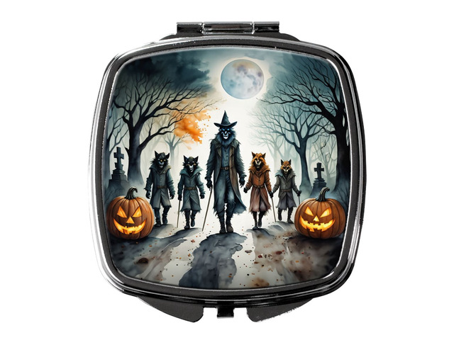 Werewolves Spooky Halloween Compact Mirror Decorative Travel Makeup Mirror for Women Girls Gifts Pocket Makeup Mirror Folding Handheld