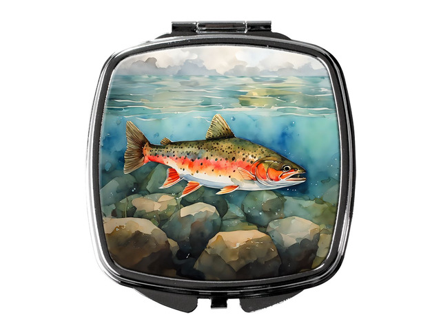 Brook Trout Compact Mirror Decorative Travel Makeup Mirror for Women Girls Gifts Pocket Makeup Mirror Folding Handheld