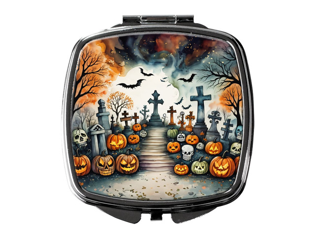 Day of the Dead Spooky Halloween Compact Mirror Decorative Travel Makeup Mirror for Women Girls Gifts Pocket Makeup Mirror Folding Handheld
