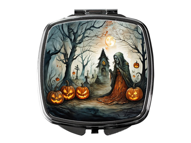 The Weeping Woman Spooky Halloween Compact Mirror Decorative Travel Makeup Mirror for Women Girls Gifts Pocket Makeup Mirror Folding Handheld