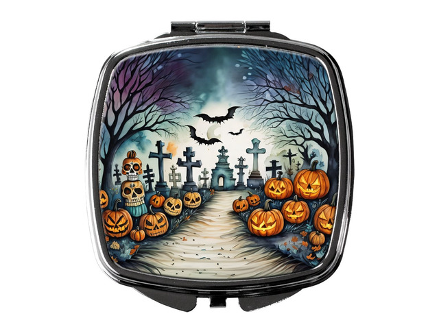 Day of the Dead Spooky Halloween Compact Mirror Decorative Travel Makeup Mirror for Women Girls Gifts Pocket Makeup Mirror Folding Handheld