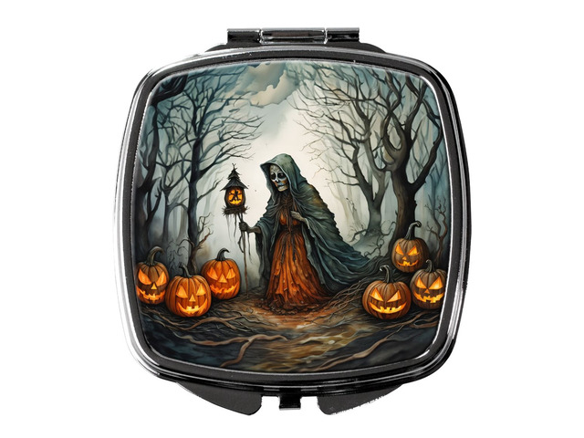 The Weeping Woman Spooky Halloween Compact Mirror Decorative Travel Makeup Mirror for Women Girls Gifts Pocket Makeup Mirror Folding Handheld