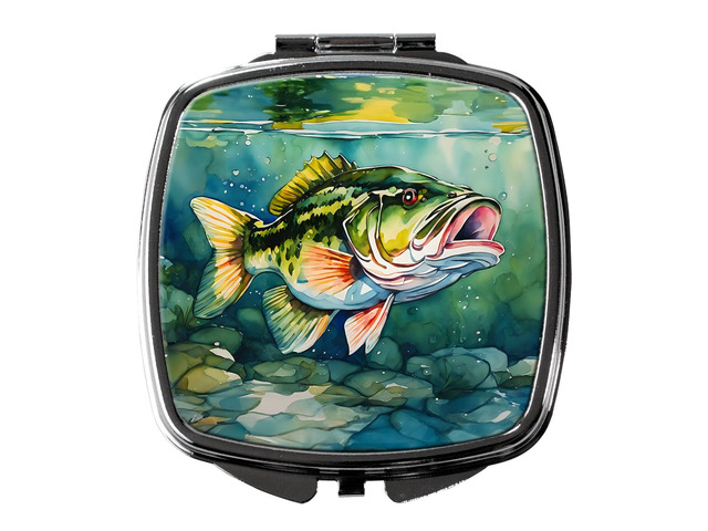Largemouth Bass Compact Mirror Decorative Travel Makeup Mirror for Women Girls Gifts Pocket Makeup Mirror Folding Handheld