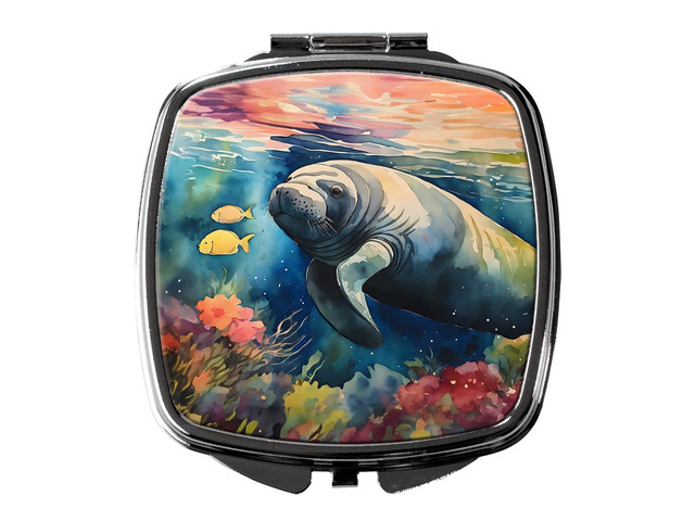 Manatee Compact Mirror Decorative Travel Makeup Mirror for Women Girls Gifts Pocket Makeup Mirror Folding Handheld