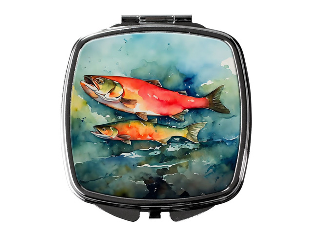 Salmon Compact Mirror Decorative Travel Makeup Mirror for Women Girls Gifts Pocket Makeup Mirror Folding Handheld