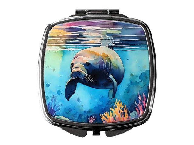 Manatee Compact Mirror Decorative Travel Makeup Mirror for Women Girls Gifts Pocket Makeup Mirror Folding Handheld