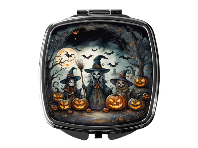 Witches Spooky Halloween Compact Mirror Decorative Travel Makeup Mirror for Women Girls Gifts Pocket Makeup Mirror Folding Handheld