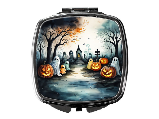 Ghosts Spooky Halloween Compact Mirror Decorative Travel Makeup Mirror for Women Girls Gifts Pocket Makeup Mirror Folding Handheld
