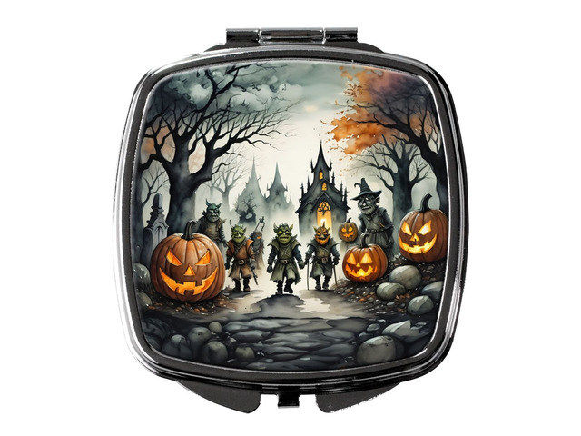 Orcs Spooky Halloween Compact Mirror Decorative Travel Makeup Mirror for Women Girls Gifts Pocket Makeup Mirror Folding Handheld