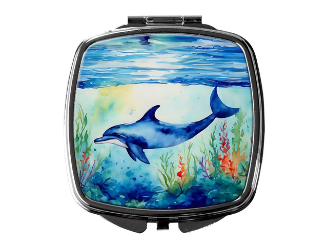 Dolphin Compact Mirror Decorative Travel Makeup Mirror for Women Girls Gifts Pocket Makeup Mirror Folding Handheld